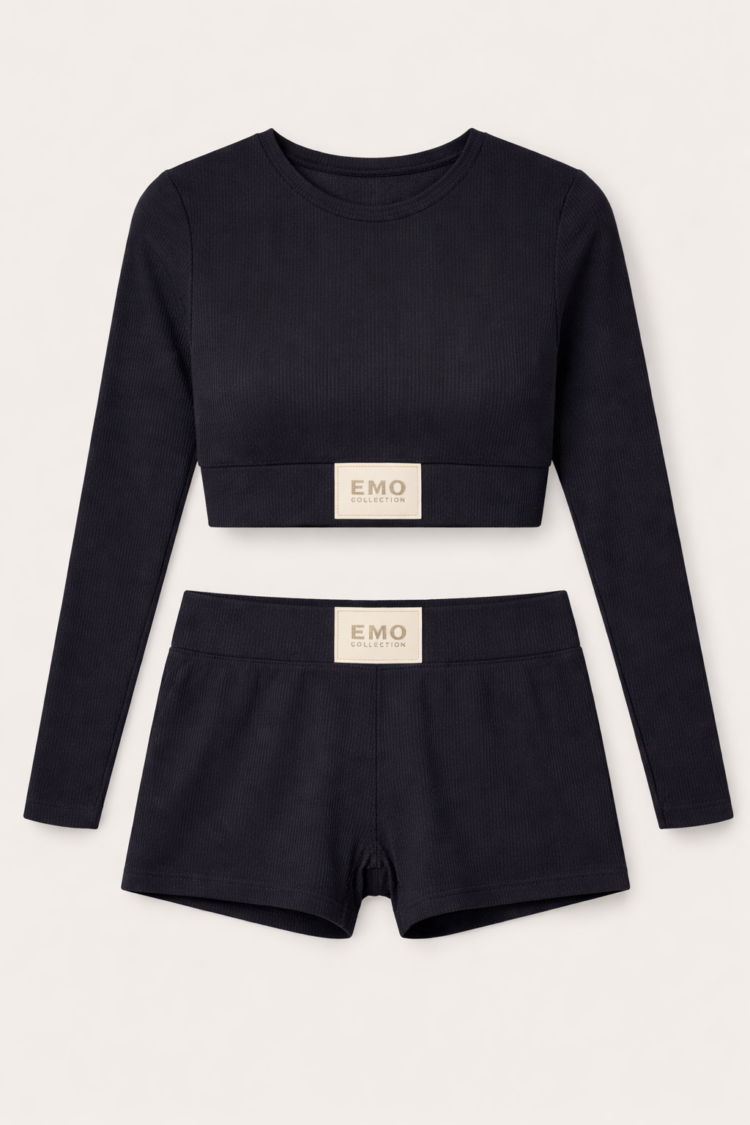 black set Long sleeve top and panties - Image 4