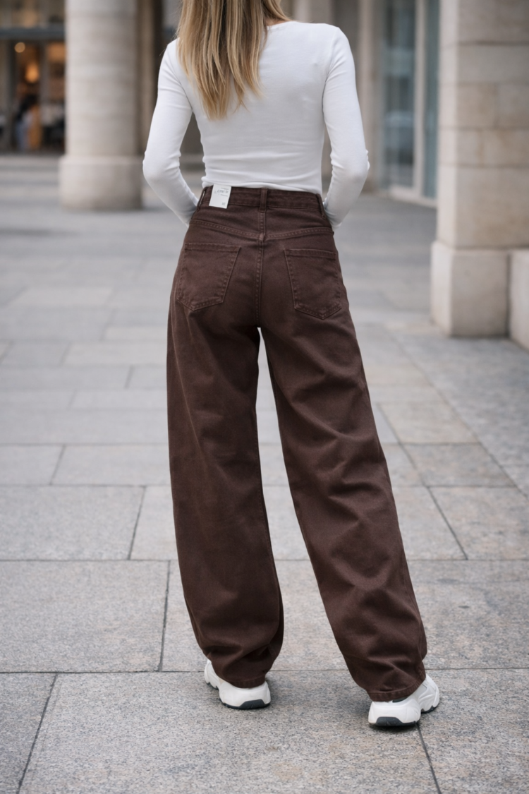 Brown Balloon Fit Jeans - Image 2