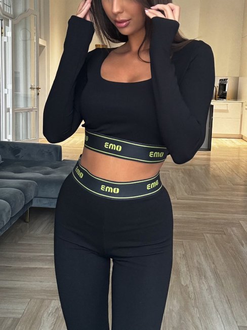 Leggings and Blouse Set Lime Elastic