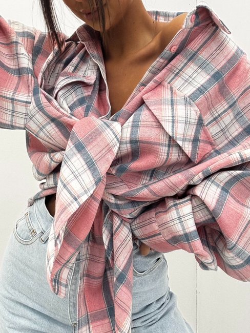 EMO Checked Shirt Pink Blue