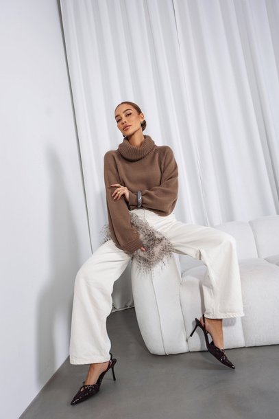 Gordon Premium Merino Wool Sweater light brown - Image 8