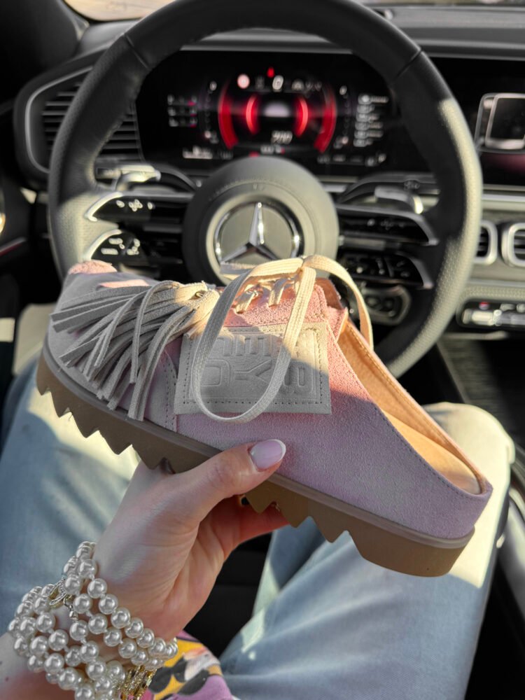 Beyco Leather sneakers slides with decoration pink - Image 2