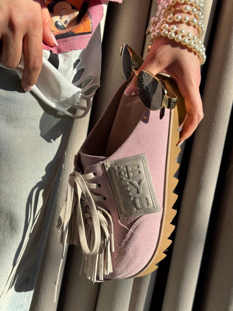 Beyco Leather sneakers slides with decoration pink - Image 5