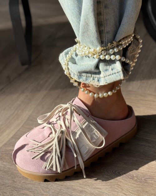 Beyco Leather sneakers slides with decoration pink