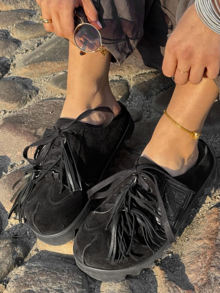 Beyco Leather sneakers slides with decoration black - Image 3