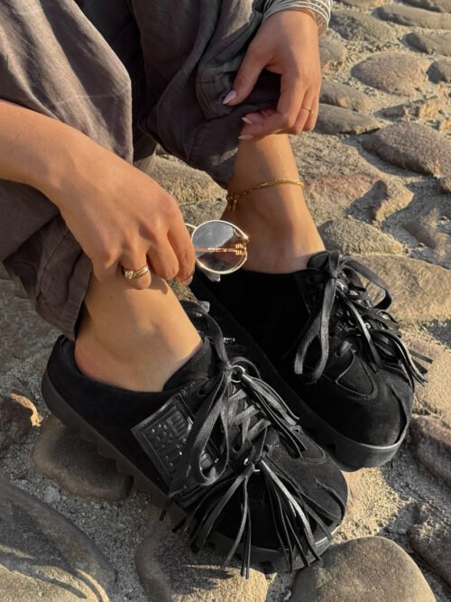 Beyco Leather sneakers slides with decoration black