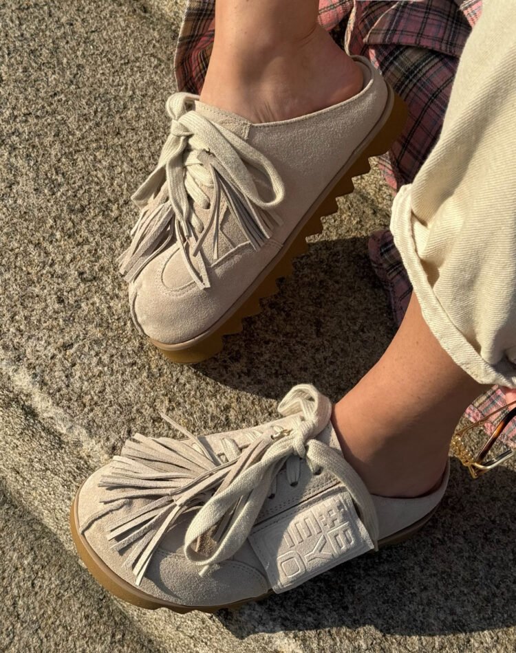 Beyco Leather sneakers slides with decoration beige