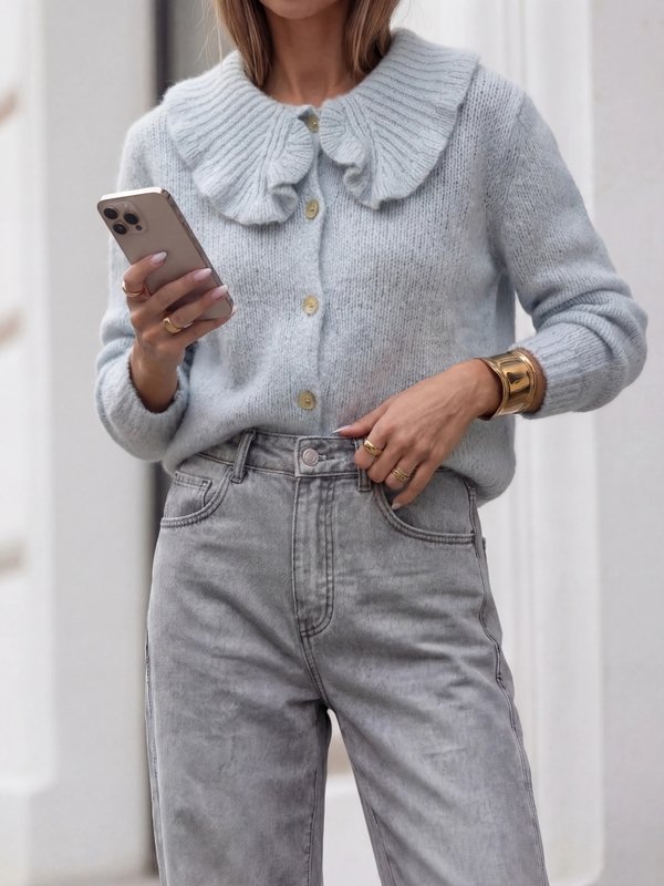 Theodor Sweater Cardigan Blue - Image 3