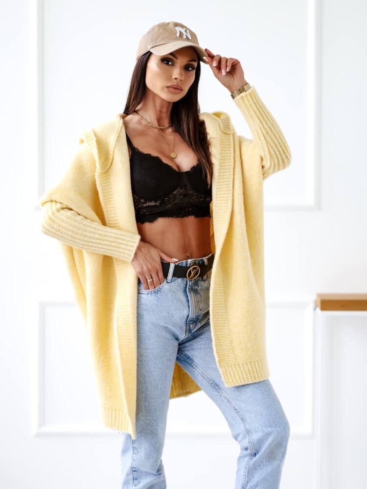 Long Rio Cardigan With Hood Grey - Image 4