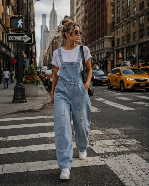 Light Blue Denim Barrel Dungarees
