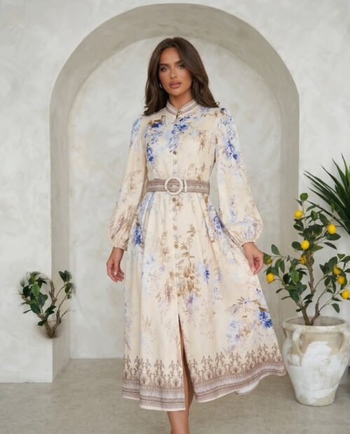 Azure Bloom Midi Dress