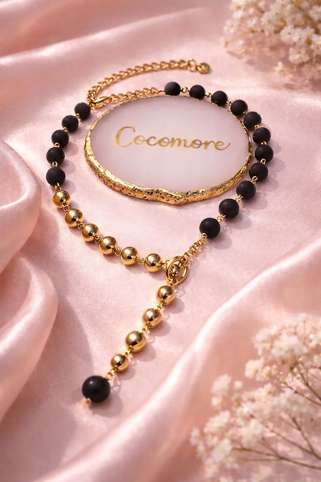 Necklace matte Black Beads