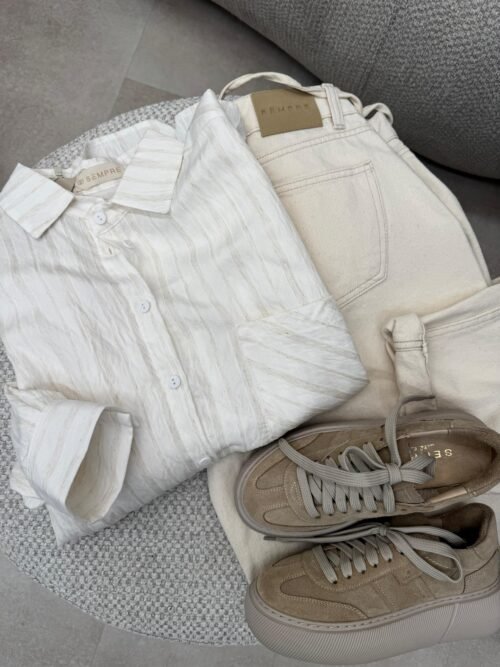 Oversized Striped Shirt Cream