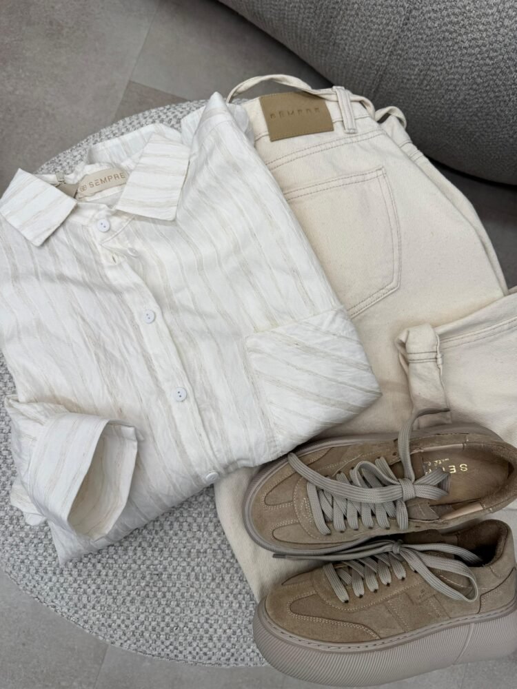 Oversized Striped Shirt Cream