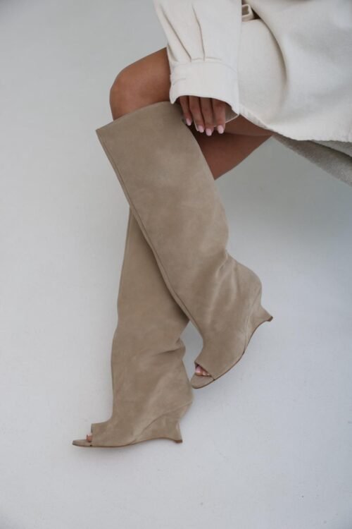 Suede Leather Knee-High Boots
