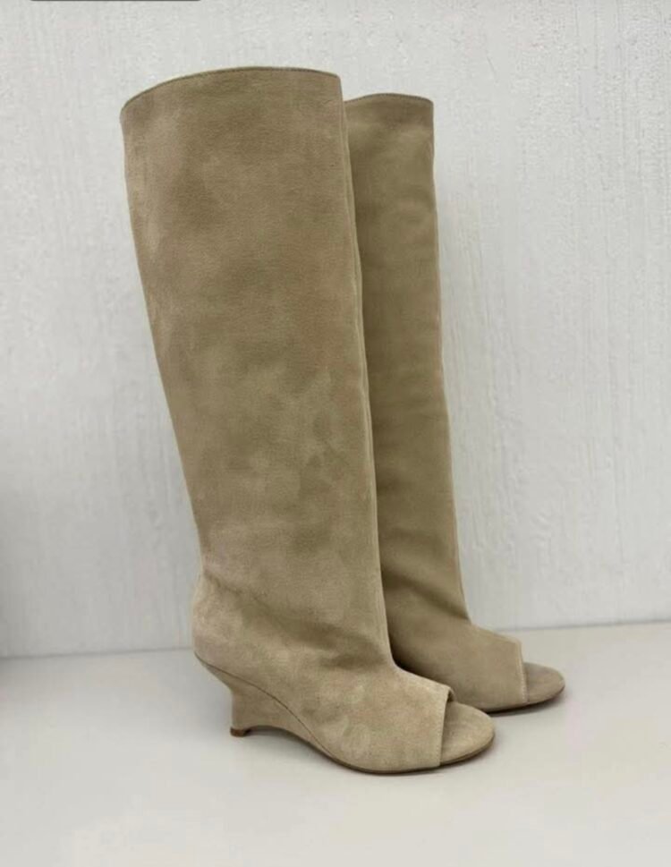Suede Leather Knee-High Boots - Image 3
