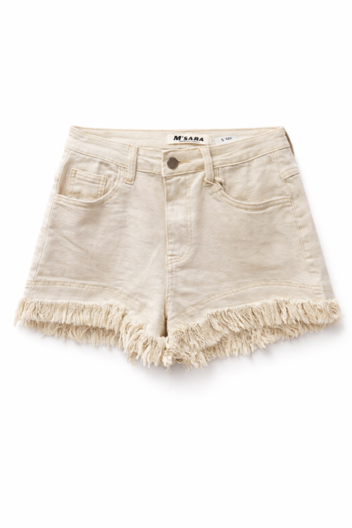 Stylish Denim Shorts Beige