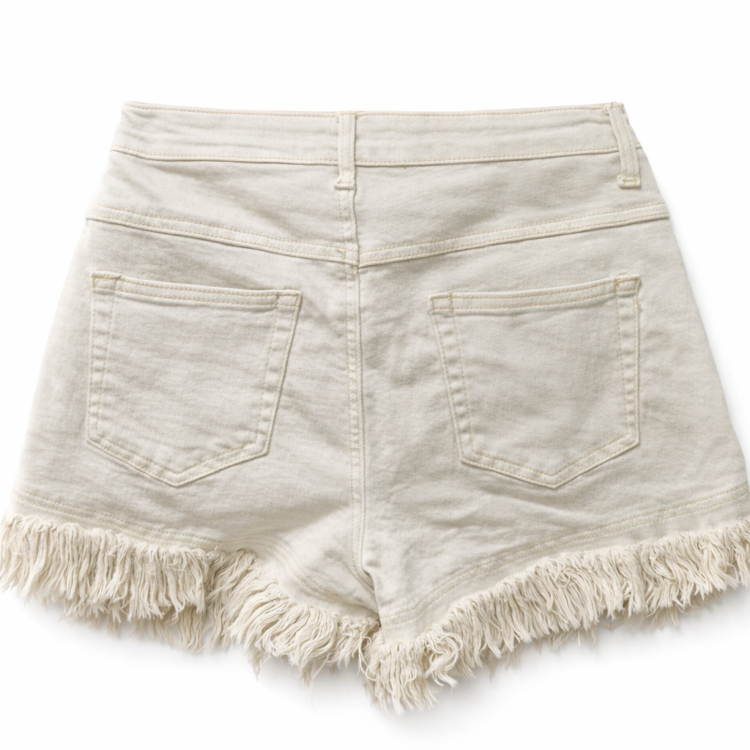Stylish Denim Shorts Beige - Image 3