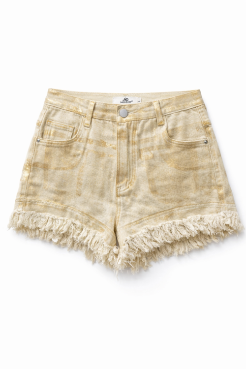 Denim Shorts Gold Metallic Wash