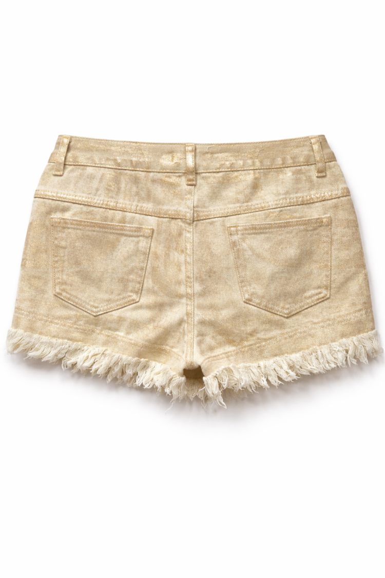 Denim Shorts Gold Metallic Wash - Image 3