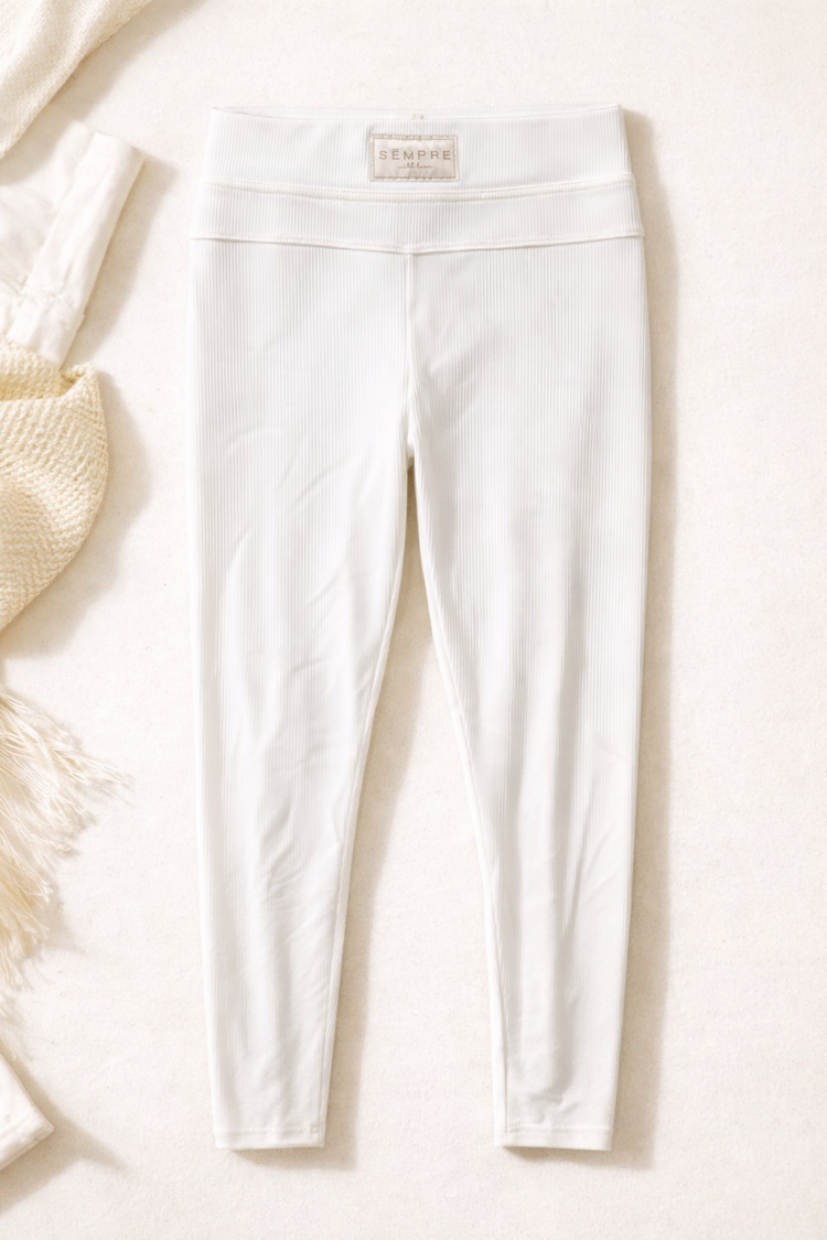 Ribbed Leggings Ecru