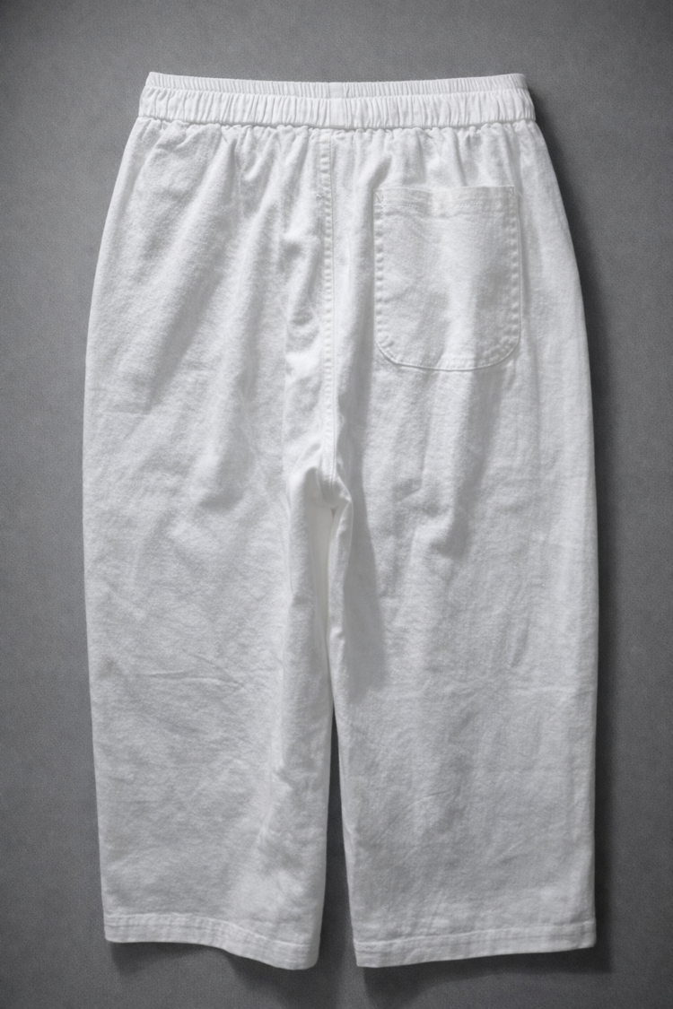 White Cotton Barrel Pants - Image 2