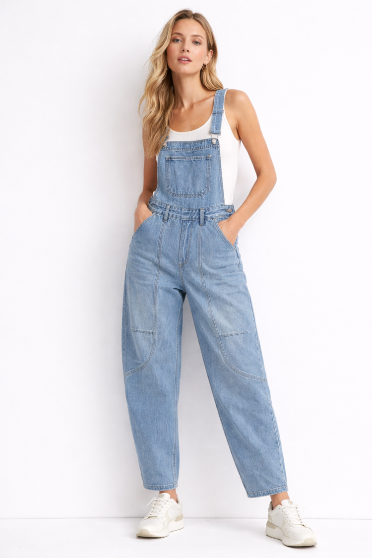Light Blue Denim Barrel Dungarees