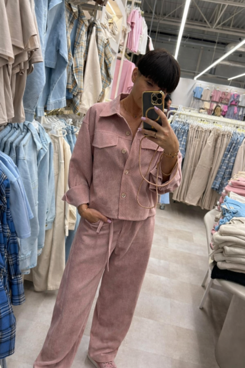 Sempre Corduroy Set Dark Pink