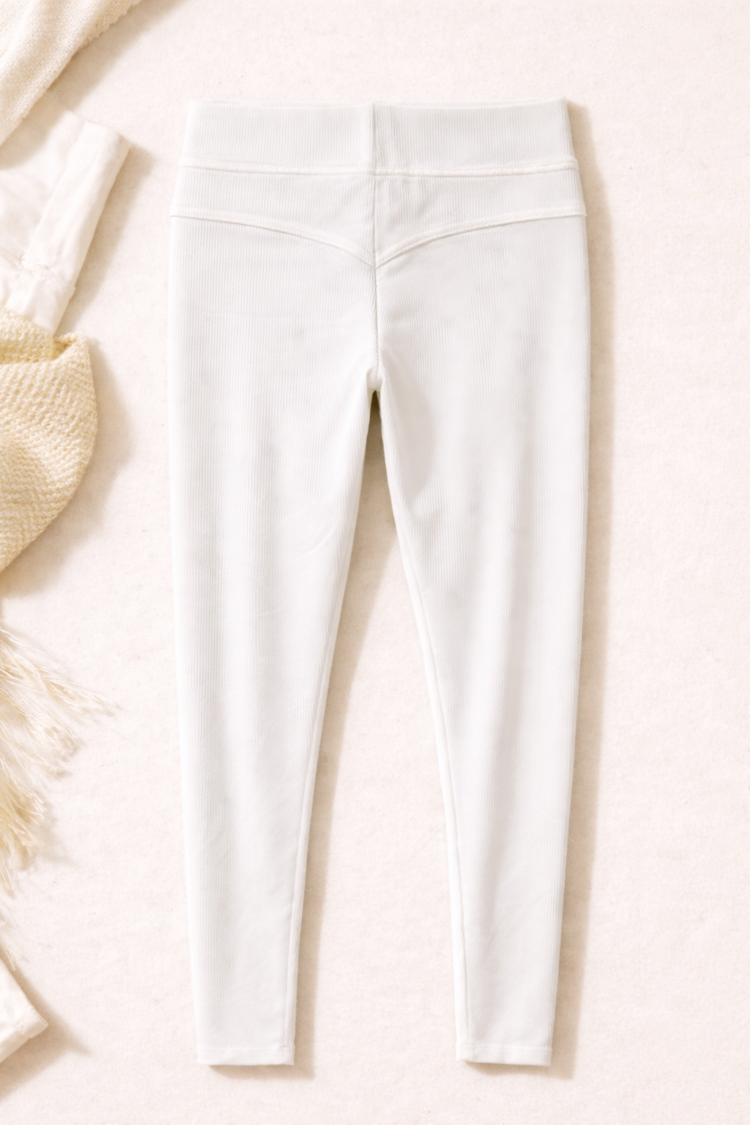 Ribbed Leggings Ecru - Image 2