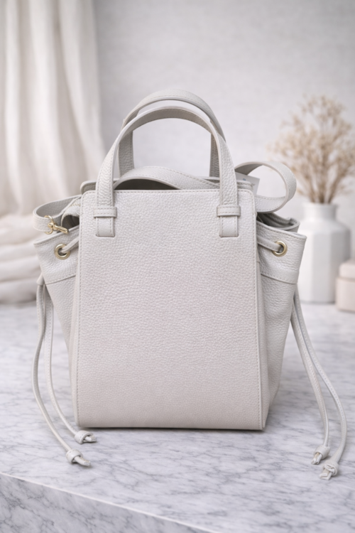 Leather Bucket Bag Light Beige