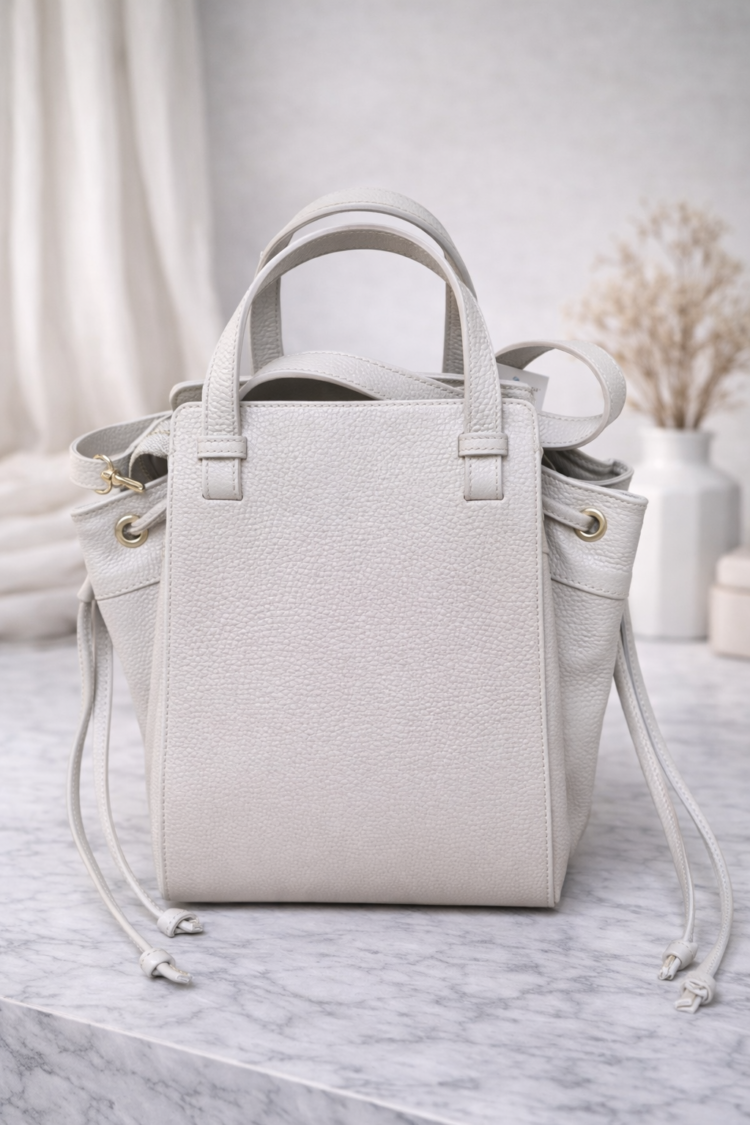 Leather Bucket Bag Light Beige