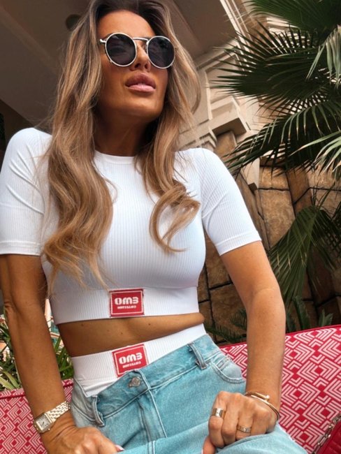 white set Short Sleeve Top Thong