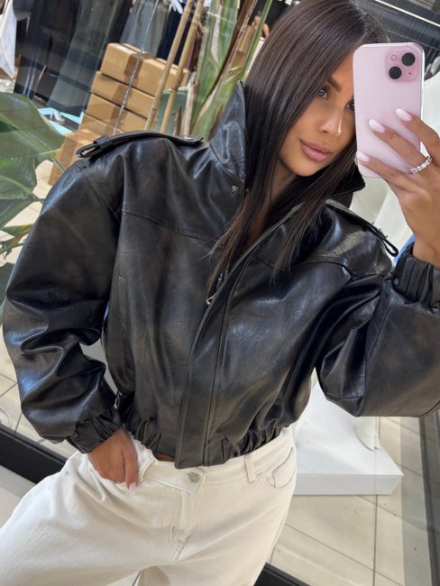 Vintage Faux Leather Jacket Black/Brown - Image 3