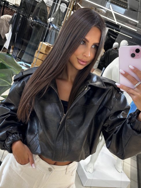 Vintage Faux Leather Jacket Black/Brown