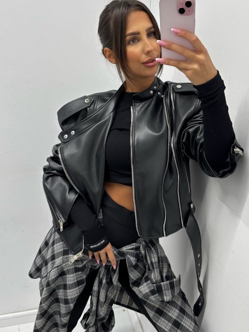 Faux Leather Biker Jacket Black