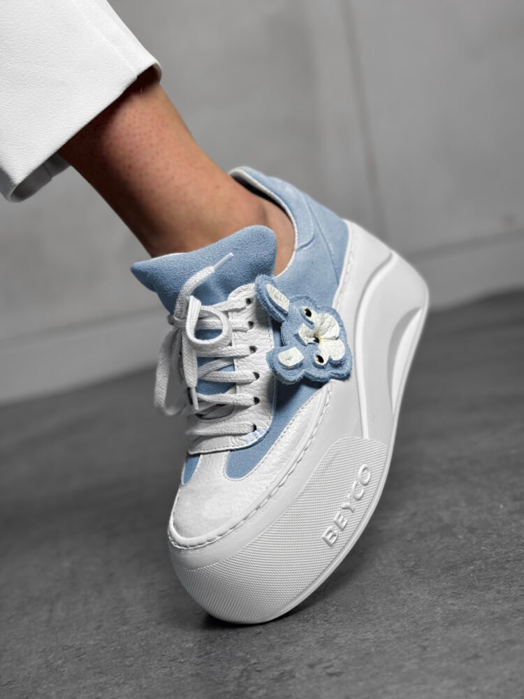 Beyco leather sneakers with bulldog print blue 25-42 - Image 3