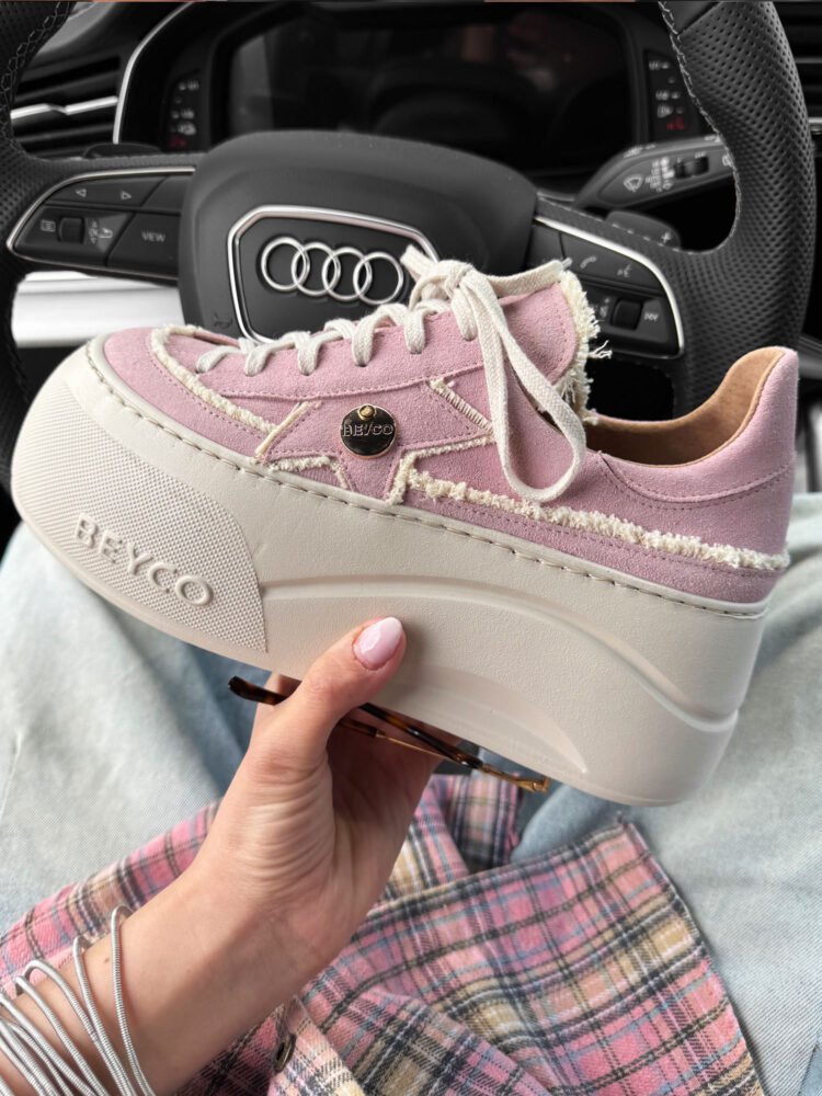 Beyco leather sneakers with linen pink 26-5