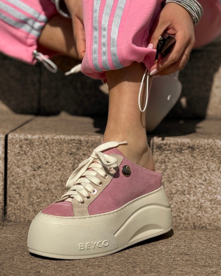 Leather sneakers wedges 26-9 pink