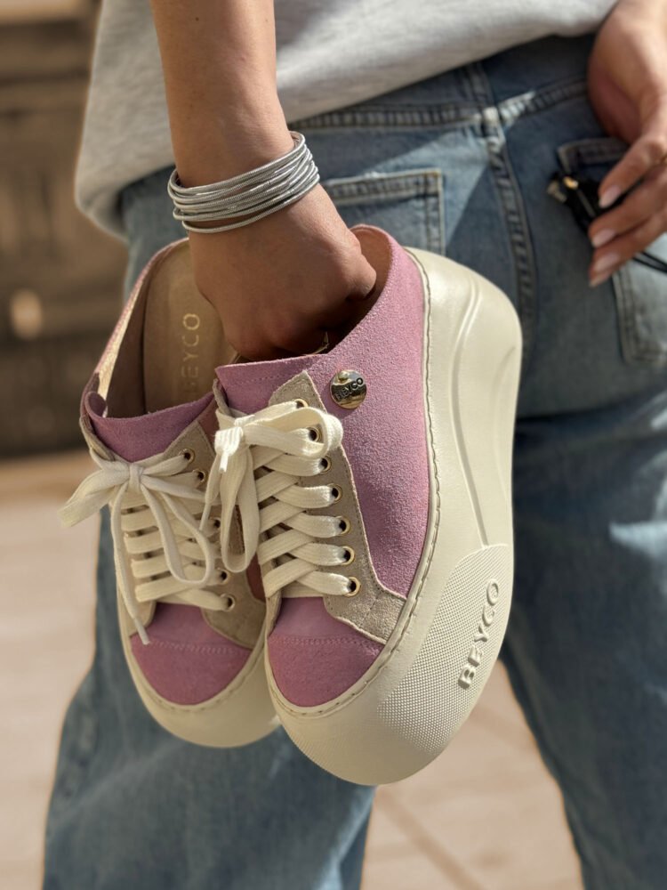 Leather sneakers wedges 26-9 pink - Image 3