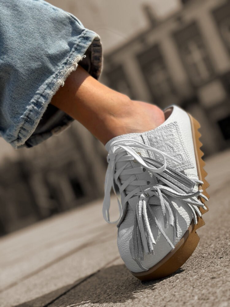 Beyco Leather sneakers slides with decoration 26-8 white - Image 4