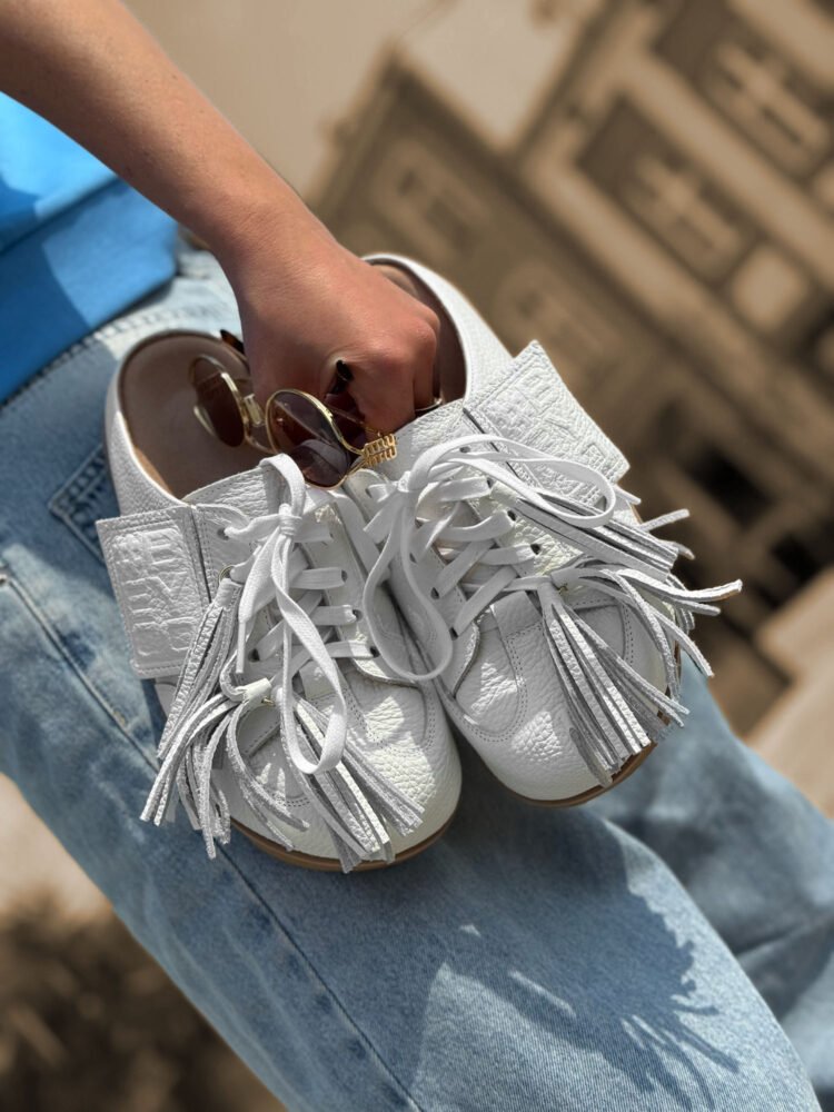 Beyco Leather sneakers slides with decoration 26-8 white - Image 5