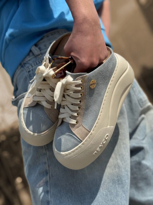 Leather sneakers wedges 26-9 blue