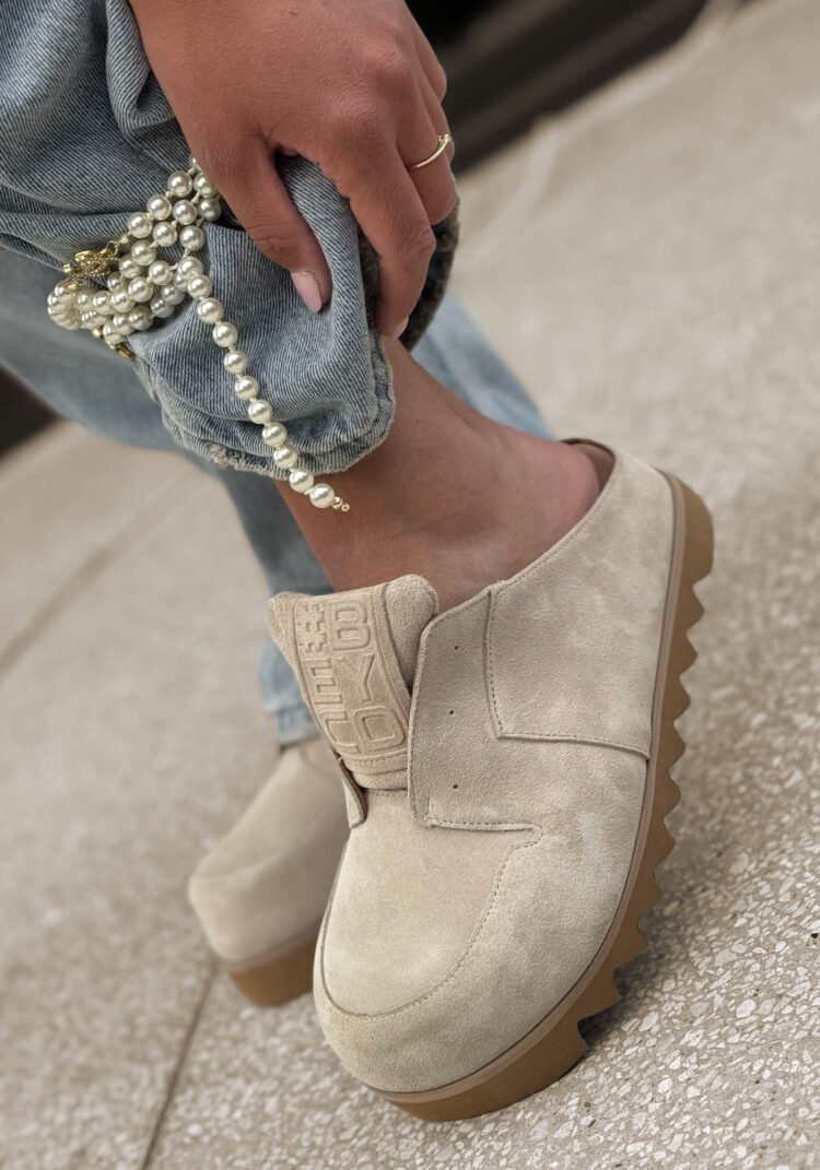 Beyco Leather sneakers slides 26-11 beige - Image 3