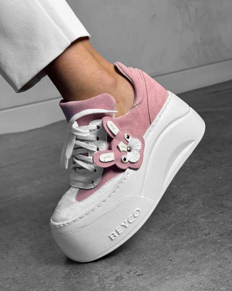 Beyco leather sneakers with bulldog print pink 25-42 - Image 2