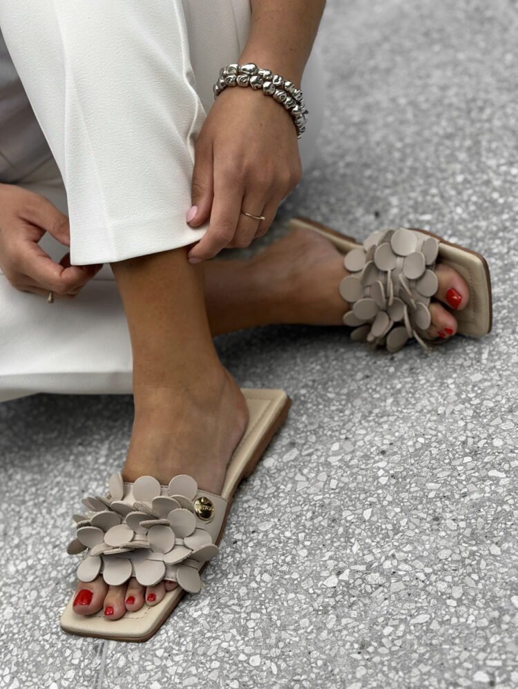 Leather flip-flop sandals 25-13 beige nude - Image 3
