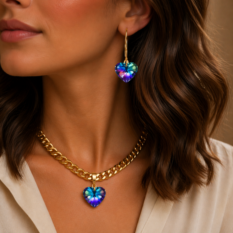 Primero Crystal Heart Earrings