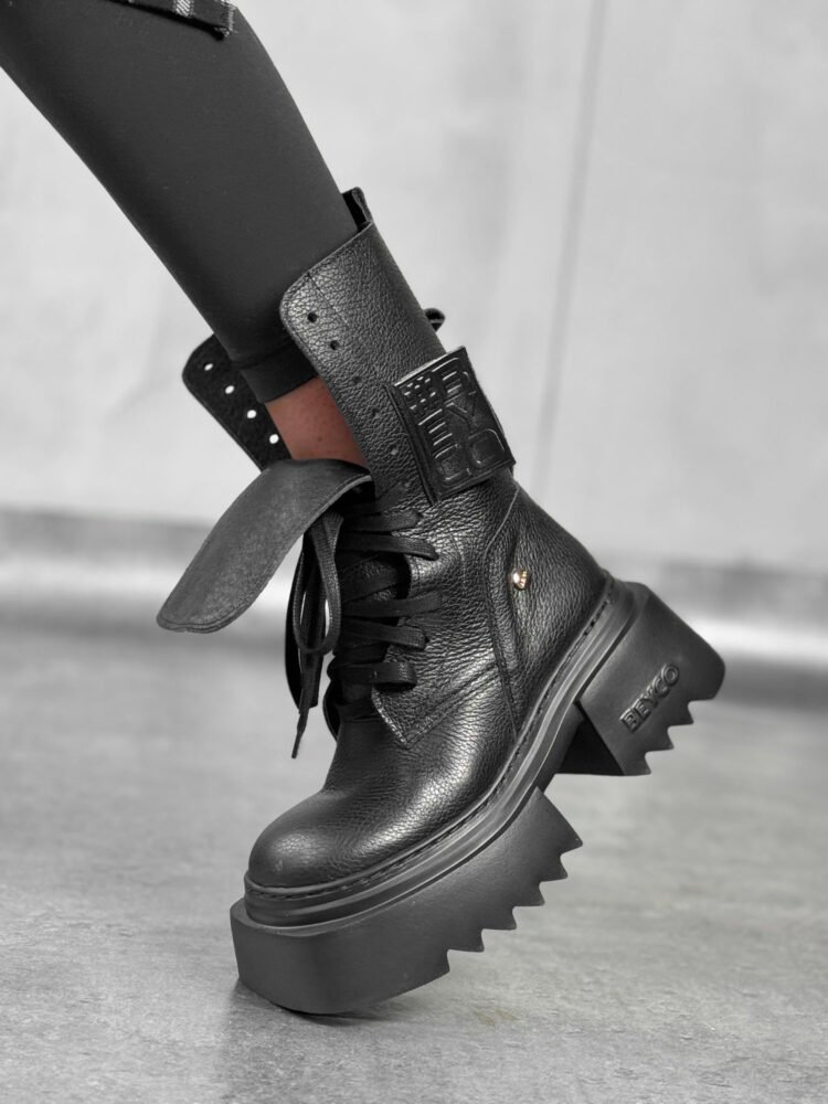 Leather workers thick bottom N1 black - Image 4