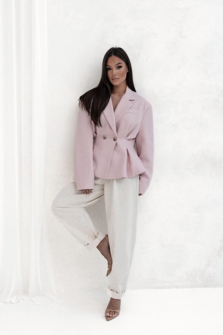 Doria Cream Jacket Blazer Light Pink - Image 3