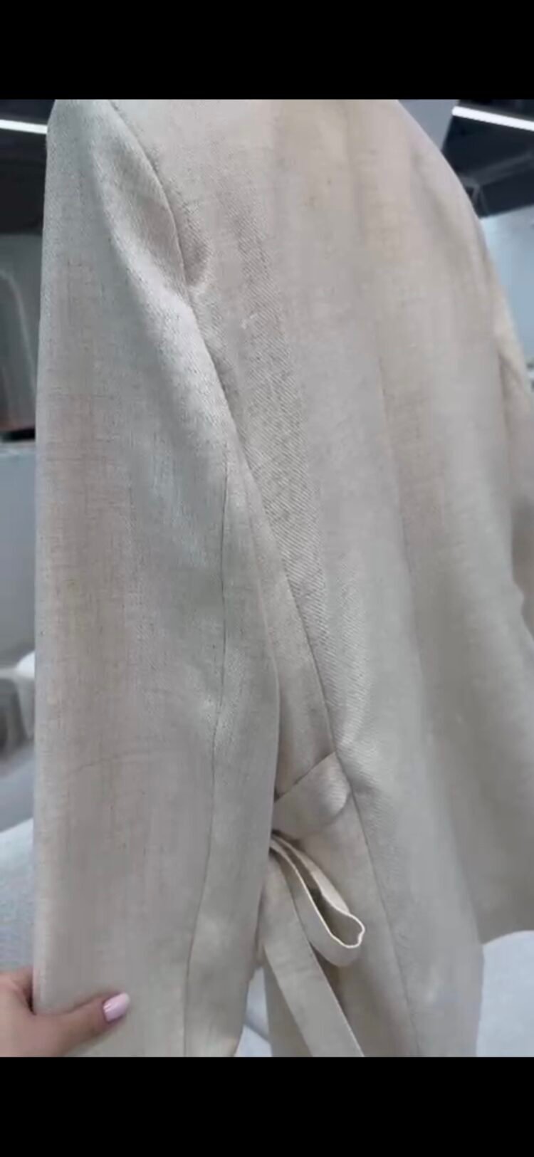 Sempre Light Beige Tie Waist Blazer - Image 5