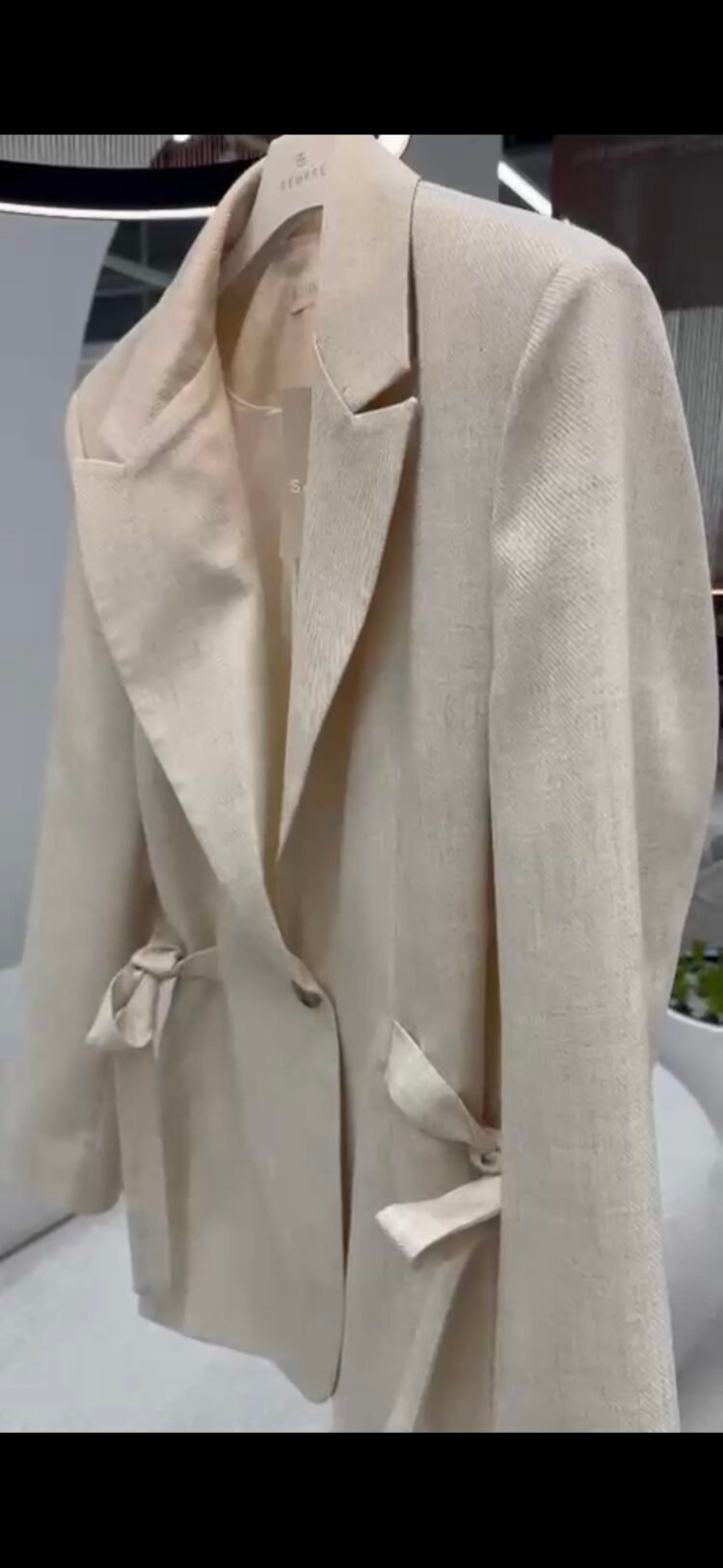 Sempre Light Beige Tie Waist Blazer - Image 6